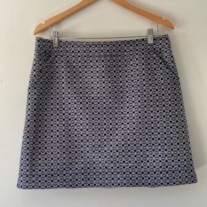 Banana Republic Jacquard Cotton/Silk  Geometric Mini Skirt in Dark Navy